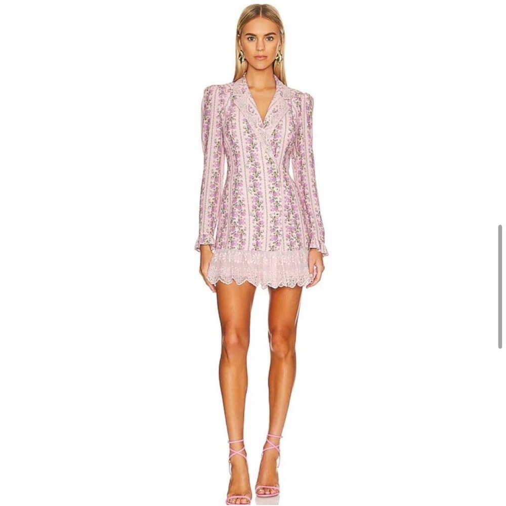 LOVE SHACK FANCY FREE PEOPLE PINK MOONSTONE MINI BLAZER DRESS Sz Small